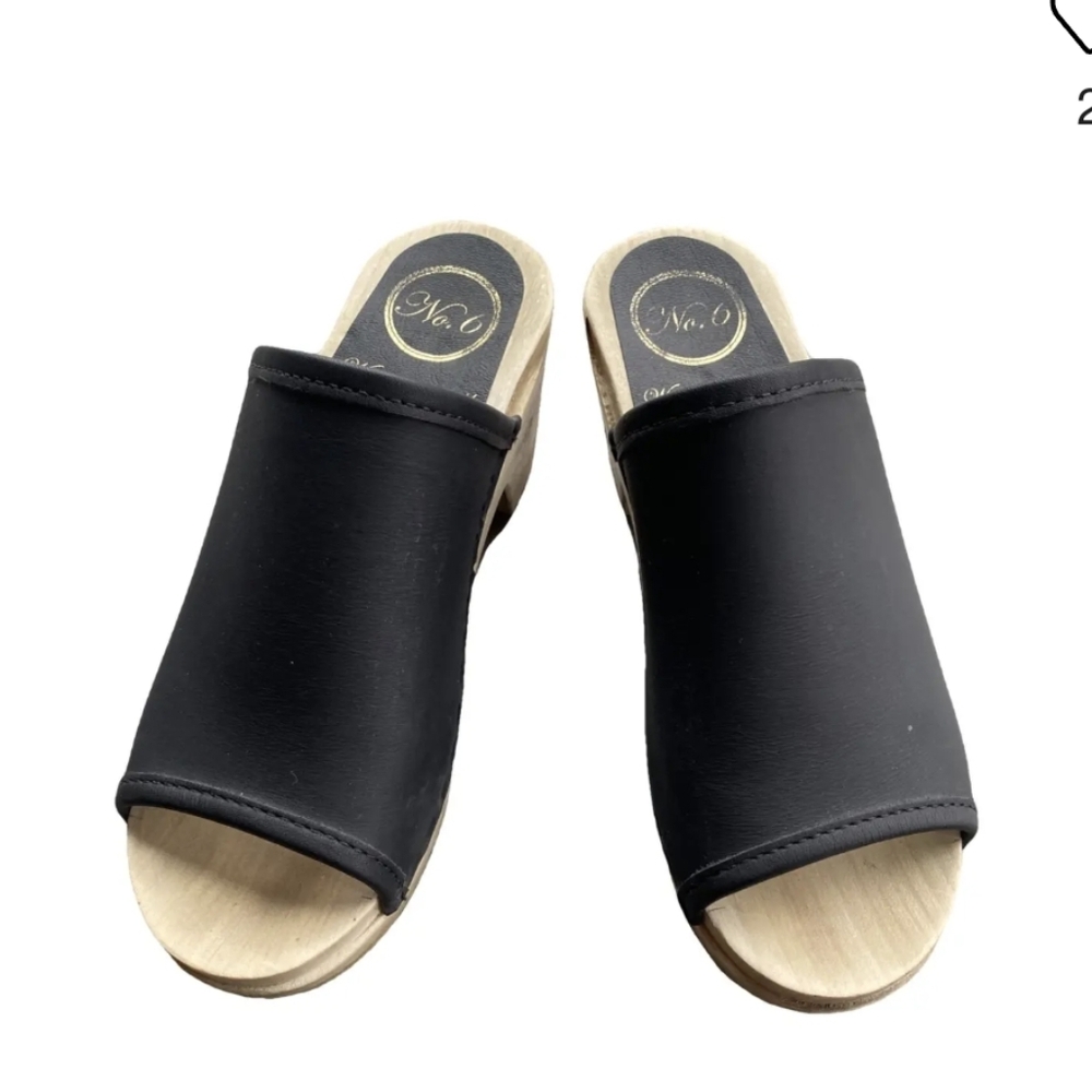 Black Cape Clogs Sweden Wood Clogs Sz.37 Sz.6